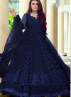 Navy Blue Colour Latest Fancy Wedding Wear Fancy Butterfly Net With Heavy Embroidery work Heavy Gown Collection R-256D